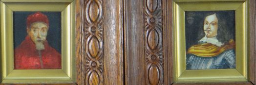 19TH CENTURY ITALIAN SCHOOL believed tempura on panel, a pair - head and shoulders portraits,