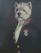 THIERRY PONCELET framed print - whimsical caricature of a dog in uniform entitled 'The Officer's