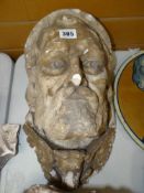 VICTORIAN PLASTER MAQUETTE OF A BIBLICAL HEAD with acanthus base, 42cms high and another with winged