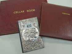 MODERN SMYTHSON WINE CELLAR BOOK, a modern quality Visitor's Book and a repousse silver covered