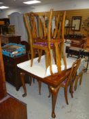 VINTAGE POLISHED DRAW-LEAF DINING TABLE & SIX MATCHING SPLAT-BACK CHAIRS