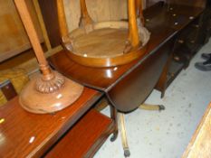 PARCEL OF MIXED FURNITURE including standard lamp, trolley, reproduction drop-flap sofa table, two