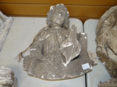 VICTORIAN PLASTER MAQUETTE OF AN ANGEL playing a string instrument, 37cms high Provenance:PLEASE SEE
