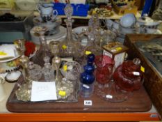 PARCEL OF MIXED GLASSWARE & SPODE CARRIAGE CLOCK ETC