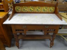 EDWARDIAN MARBLE TOP TILE BACK WASH STAND