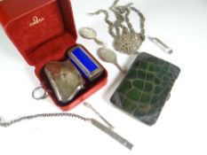 SILVER / WHITE METAL COLLECTABLES including silver purse, EPNS belt, Continental silver whistle,