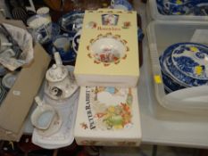 BOXED BUNNYKINS ROYAL DOULTON CHRISTENING SET and a similar for Peter Rabbit by Wedgwood