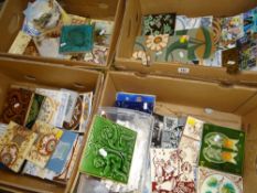 INTERESTING COLLECTION OF 19TH CENTURY & LATER CERAMIC FIREPLACE TILES including Maw & Son