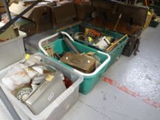 QUANTITY OF MIXED ITEMS in tubs and including old tools ETC