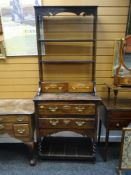 SMALL TURN-OF-THE-CENTURY OAK BARLEY-TWIST DRESSER having a cavity boarded base below long