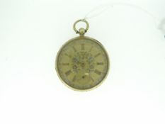 EARLY 19TH CENTURY 18CT YELLOW GOLD OPEN FACE POCKET WATCH having a carved border, machine-turned