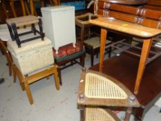 PARCEL OF FURNITURE to include piano stools, Lloyd Loom-style basket, wicker stools, console table