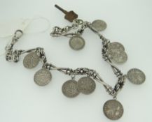 SILVER CHAIN SET WITH THREE PENCE COINS
