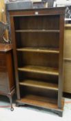 REPRODUCTION MAHOGANY NARROW SHORT BOOKCASE, 152cms high x 78cms wide