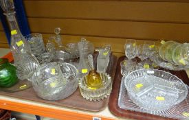 VARIOUS CUT GLASS including decanter, drinking glasses ETC