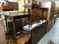 VARIOUS BARLEY-TWIST SIDE TABLES ETC