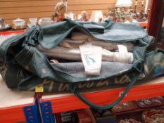 VINTAGE GREEN SLAZENGER CRICKET BAG containing pads, gloves ETC