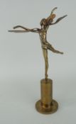 BRONZE SCULPTURE OF A BALLERINA AS A FAIRY in dance pose with four copper wings and raised over a