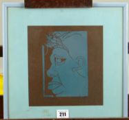 PAUL PETER PIECH linocut - profile portrait of Dylan Thomas, titled in pencil, signed and dated