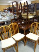 PARCEL OF FURNITURE TO INCLUDE THREE WHEELBACK KITCHEN CHAIRS, occasional table, small bookcase,