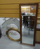 MODERN METAL FRAMED WALL MIRROR together with a smaller gilt framed mirror and another (3)