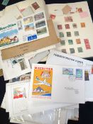 GREEN FOLDER OF FIRST DAY COVERS & PAGES OF STAMPS together with two royal commemorative programmes