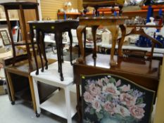PARCEL OF FURNITURE to include vintage mahogany drop leaf trolley, reproduction nest of tables, side