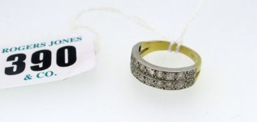 TWO ROW DIAMOND RING SET IN 18CT YELLOW GOLD 4.2gms