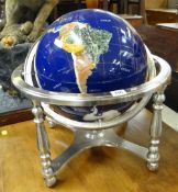 QVC-STYLE MINERAL GLOBE in a white metal frame