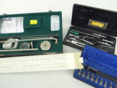 PARCEL OF MID-CENTURY CASED TECHNICAL DRAWING INSTRUMENTS including Amsler 800, Thornton