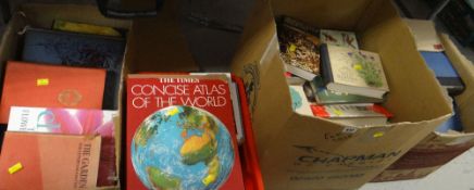 FIVE BOXES OF VARIOUS MAINLY HARDBACK BOOKS, travel guides, biographies, some reference ETC