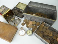 ASSORTED GB COINS IN VARIOUS VINTAGE TINS 'The Lounger', 1788 4th Edition together with gold