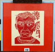 PAUL PETER PIECH signed linocut - portrait of Samuel Beckett with title, signed and dated 1989, 29.5