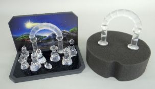 SWAROVSKI CRYSTAL GLASS NATIVITY SCENE with display stands and original boxes