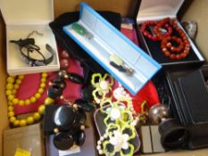 MIXED COSTUME JEWELLERY including small boxes of jewellery, silver trophy noted ETC (all within