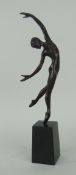 T HERTEL LIMITED EDITION (112/150) BRONZE OF A BALLERINA signed to the tapered square based