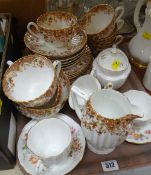ROYAL CROWN DERBY 'DERBY POSIES' BACHELOR TEASET together with a parcel of gilt and floral decorated