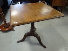 ANTIQUE SQUARE TOP TILTING TRIPOD TABLE