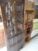 TWO VINTAGE OAK BEDSIDE CABINETS, oak nest of tables and Old Charm-style standing corner cabinet