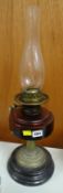 VINTAGE RUBY GLASS RESERVOIR OIL LAMP