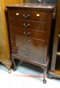 VINTAGE MAHOGANY SIX-DRAWER MUSIC CABINET ON RAISED FEET