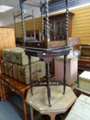 TWO VINTAGE OCTAGONAL SIDE TABLES together with a barley-twist side table (3)