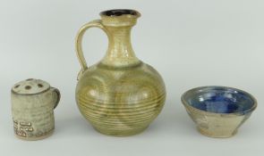 PHIL ROGERS STUDIO POTTERY CASTER & OTHER STUDIO POTTERY ITEMS, the caster inscribed 'Marston