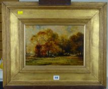 RENE LIGERON (French b.1880) oil on board - landscape with trees and figure, entitled verso on