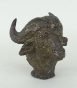 WILLIAM TIMYN MBE (1903-1990) LIMITED EDITION BRONZE OF A BUFFALO HEAD signed, 8.5cms high