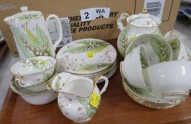 VINTAGE ROYAL DOULTON 'LILY OF THE VALLEY' DECORATED TEAWARE