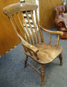 PINE SPINDLE BACK KITCHEN ARMCHAIR
