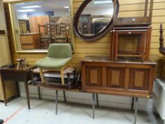 VARIOUS FURNITURE includes reproduction Ottoman, coffee tables, nest of tile topped tables,