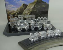 SWAROVSKI CRYSTAL GLASS 'SILVER EXPRESS' TRAIN SET including stand (some boxed items) together