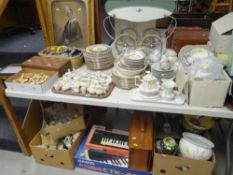 PARCEL OF ITEMS including crested ware, teaware, Casio keyboard, framed paintings and prints,